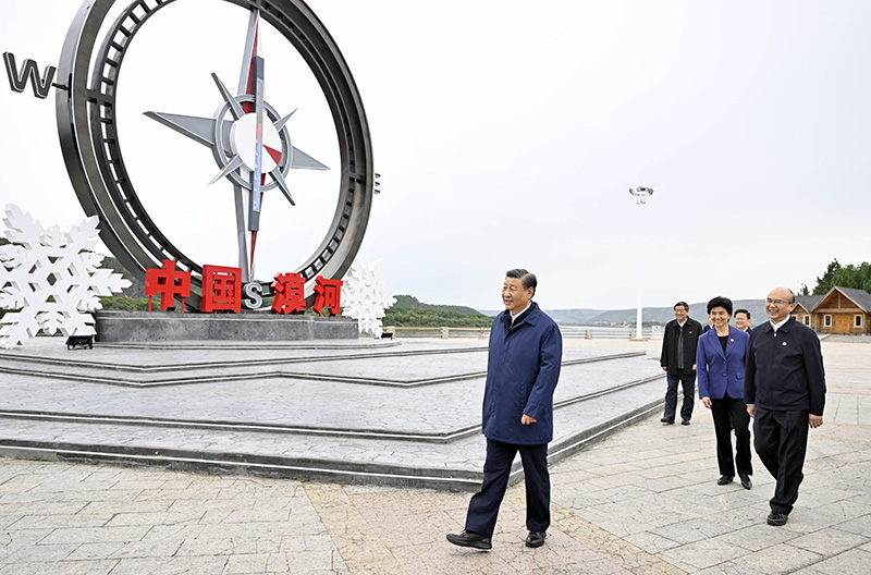 9月6日至8日，中共中央總書記、國家主席、中央軍委主席習(xí)近平在黑龍江考察。這是6日下午，習(xí)近平在大興安嶺地區(qū)漠河市北極村考察。